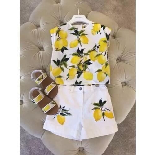 2021New Girl Summer Shorts Printing Girls Set Flower Children Clothing Set For Girls Princess Girls Clothing Set