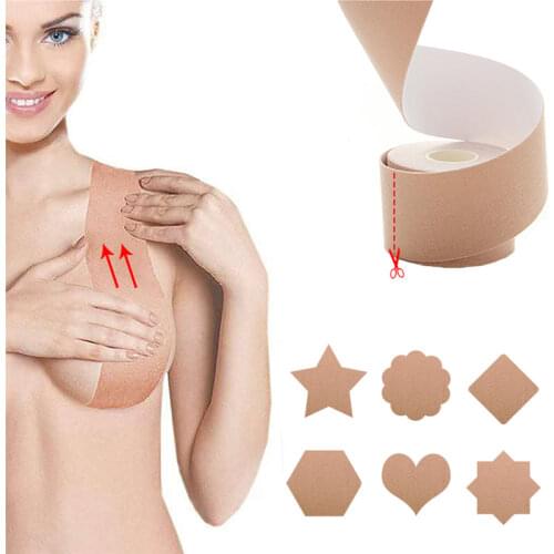 Women Breast Nipple Covers Push Up Bra Invisible Breast Lift Tape Adhesive Bras Stretch Cloth Chest Stickers Sexy Bralette
