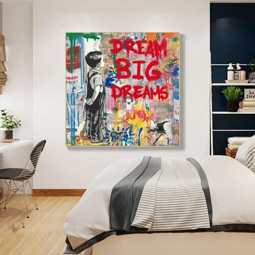DREAM BIG DREAMS Graffiti Art Canvas Paintings on the Wall Art Posters and Prints Modern Street Art Pictures Home Decoration