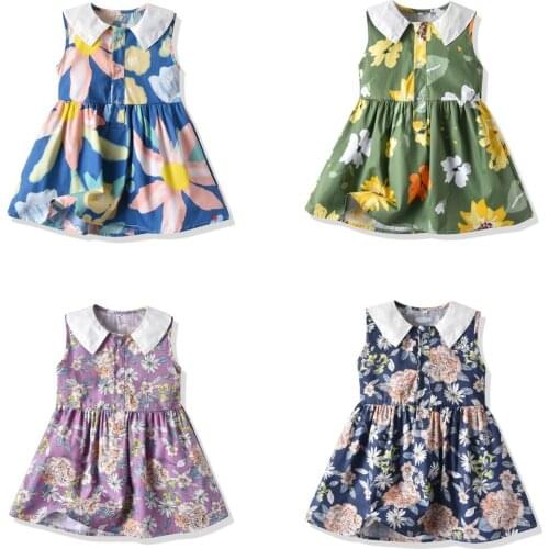 Sweet Childrens Dress Childrens Princess Dress French Small Lapel Sleeveless Girls Dress