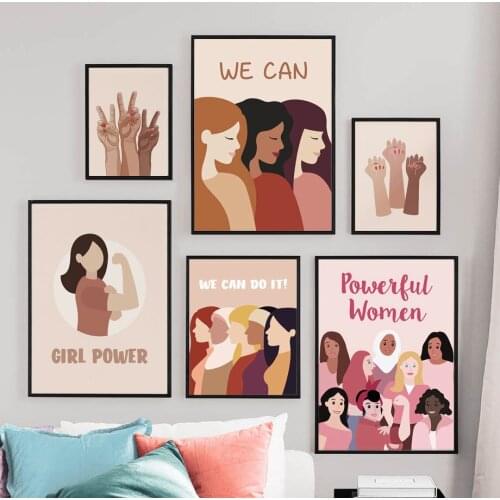 Minimalist Abstract Powerful Women Girl Wall Art Canvas Painting Nordic Posters and Prints Wall Pictures for Living Home Decor