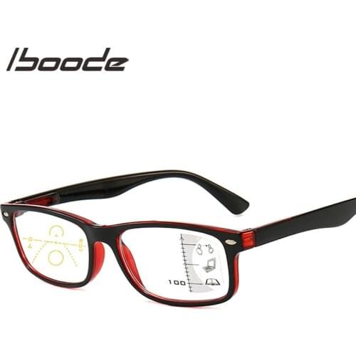 Iboode Multifocal Progressive Blue Light Blocking Reading Glasses for Women Men Retro Anti Blue Rays Presbyopic Glasses Diopters