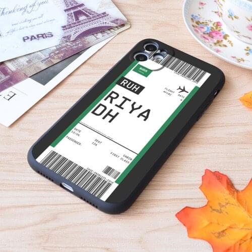 For iPhone Riyadh Boarding Pass First Class Air Plane Ticket Lable Flight Travel Print Soft Matt Apple iPhone Case