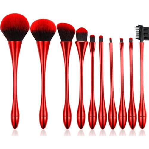 Small Pretty Waist Shape Makeup Brushes Kit Electroplated Foundation Powder Eyelash Brushes Maquiagem Make up Brushes Set DFDF
