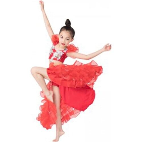 New Arrival Kids Belly Dance Indian Dance Costume Set Tops&Skirt Girls Dance Wear Clothes Popular Dancing Suits 2 colors