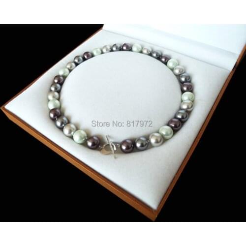 Charm Colorful Natural South Sea Shell Pearl Bead Highlight AAA Round Bead 12MM-16mm Necklaces Love Clasp For Woman Gift