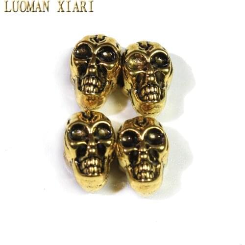 Wholesale 10/20PCS Lot Vintage Skeleton Alloy Spacers Golden Beads Charms DIY For Jewelry Making Bracelet Material 7*12 mm
