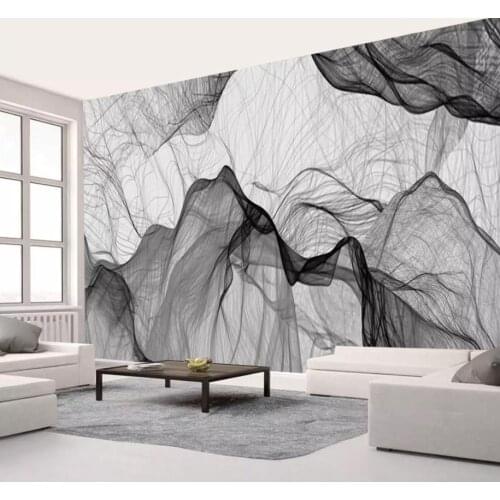 Custom Photo Wallpaper Drawing a pattern of black and white smoke background wall decorative painting Living Room Wallpaper