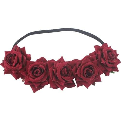 Sugarbay Red Rose Flower Crown Wedding Festival Headband Hair Garland Wedding Headpiece Brides Holiday Hairband