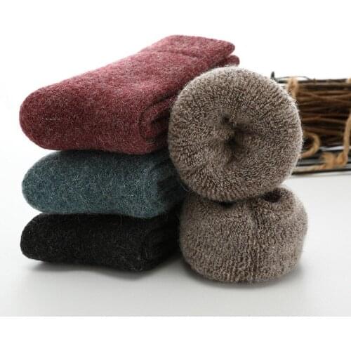 Russia Super Thicker Solid Socks Merino Wool Rabbit Socks Against Cold Snow Socks Winter Funny Happy Socks Female Women Socks