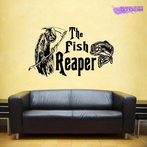 Fishing Skull Decal Angling Decal Bucket Tackle Shop Fishhook Sticker Fish Tank Boat Box Car Vinyl