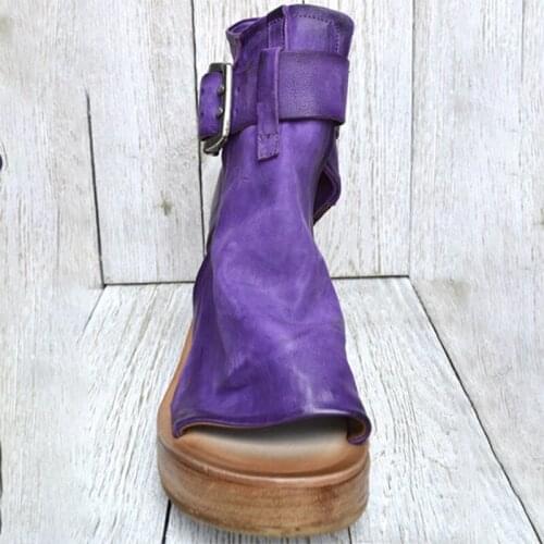 Women Casual Leather Retro Wedges Sandals Vintage Buckle Design Lady Shoes Spring Summer Supply jlrr