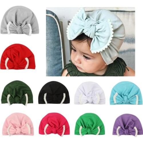 200pcs Cute Newborn Toddler Kids Baby Boy Girl Turban Cotton Hat Winter Warm Cap