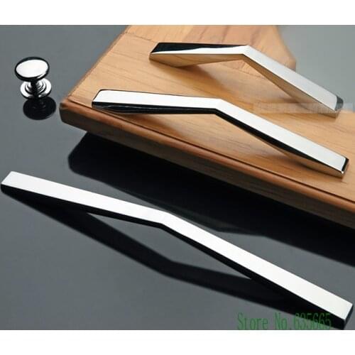 Modern Chrome Furniture Hardware Handles Kitchen Cabinets Sliding Door Drawer Wardrobe Bathroom Cupboard Dresser Push Pull Knobs