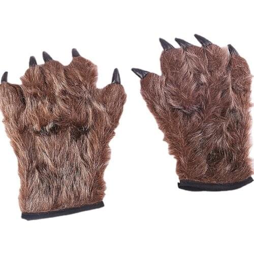 K3NF Halloween Cosplay Werewolf Gloves Scary Costume Gloves Inverno Animal Festival Cosplay Prop Accessory for Carnival Party