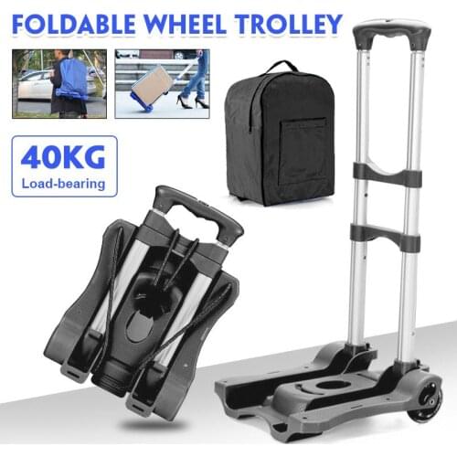 40kg Heavy Duty Portable Folding Transport Trolley Luggage Shopping Travel Cart With Backpack Foldable Hand Truck Wheel Trolley