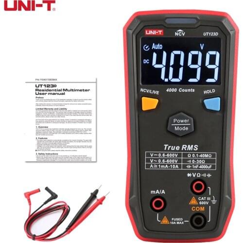 UNI-T Mini UT123D Digital Multimeter Smart Home Maintenance Tester AC DC Voltage Ammeter NCV Tester