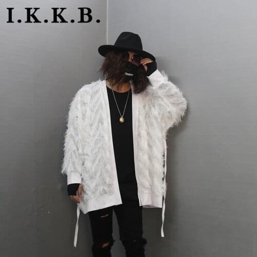 Spring and autumn personality cardigan ribbon loose windbreaker trendy thin perspective breathable over the knee coat irregular