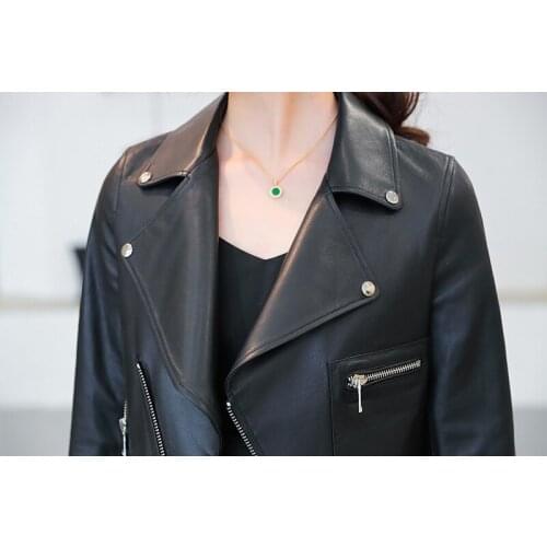 Spring Women Genuine Real Sheep Leather Jacket R2