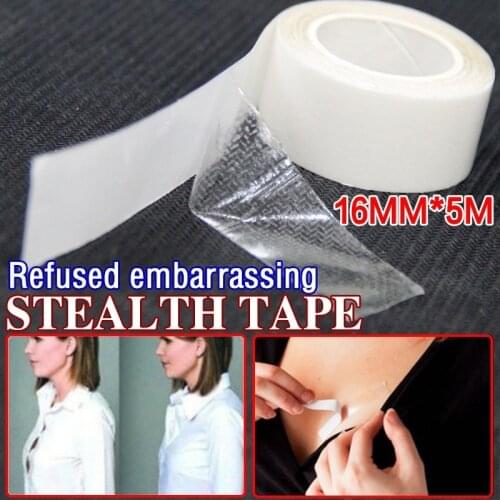 5M Waterproof Dress Cloth Tape Double-sided Secret Body Adhesive Breast Bra Strip Safe Transparent Clear Lingerie Tape