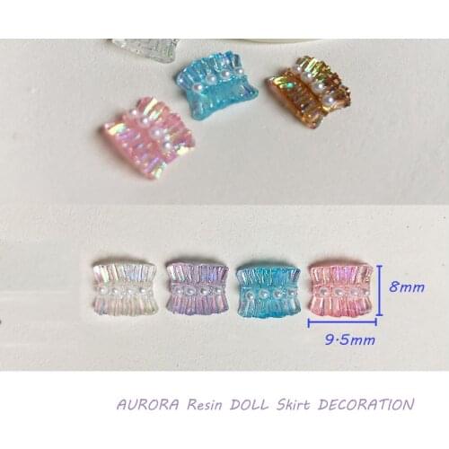 10pcs Nails Aurora Skirt 9.5*8MM Symphony DIY Manicure Pearl 2021 Flash Azure Nailart Dress Resin Decorations for Nail Art JE672