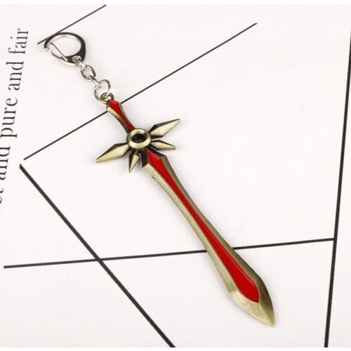 Game Jewelry L OL Leona Weapon Blade Sword Keychain Keyring for Bags Key Holder