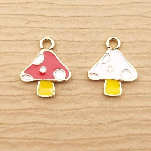 10pcs 14x16mm mushroom charm for jewelry making fashion charm earring pendant enamel charms