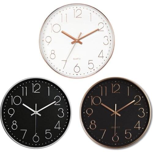12 Inch Creative Nordic Style Simple Modern Wall Clock Battery Operated Round Silent Non-Ticking Digital Quiet Sweep Home Office