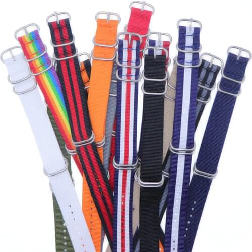 18mm 20mm 22mm 24mm Army Sports Nato Strap Fabric Nylon Watchband Buckle Belt for 007 James Bond Watch Bands Colorful Rainbow