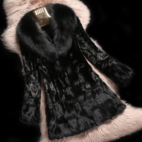 2017 Luxury Real Piece Mink Fur Coat Jacket Fox Fur Collar and Hem Autumn Winter Women Fur Outerwear Coats Clothing 1010