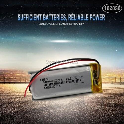 3.7V 1000mAh 102050 Lithium Polymer Li-Po li ion Rechargeable Battery For MP5 GPS DVD tablet Bluetooth camera Lipo cell