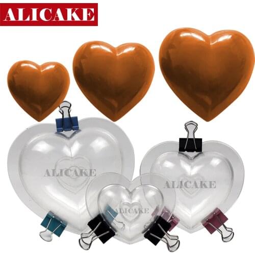 3D Chocolate Mould Polycarbonate 3Pcs Cake Chocolate Mold for Chocolates Heart Baking Pastry Tools for Bakery Form Mould Tray