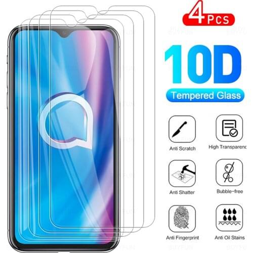 4Pcs Full Protective Glass For Alcatel 1S (2020) Phone Tempered Glass Full Cover Screen Protector For Alcatel 1 S (2020) MT6762D