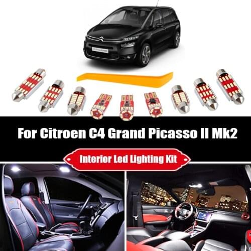 6pcs For 2014-2019 Citroen C4 Grand Picasso II Mk2 White Canbus Bulb Car LED Interior Light Package Kit Cargo Glove Box Lamp