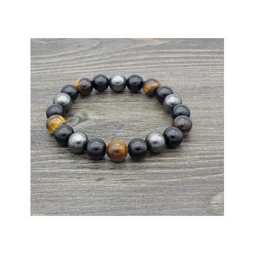 8mm ctg424 obsidian nature stone yellow Tigereye hematite Bracelet Healing Balance Prayer Reiki Chakra Buddha Yoga Bangles