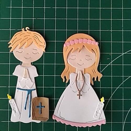 Angelical Praying Boy&Girl Metal Cutting Dies Praying Boy&Girl Die Cut For Card Making DIY Decoration New 2019 Crafts Cards