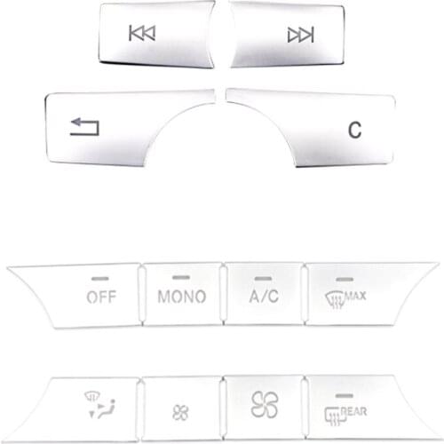 Car Multimedia Air Conditioner Volume Button Sticker Cover Trim for Benz W204 C E Class GLK 2008-2011 Accessories
