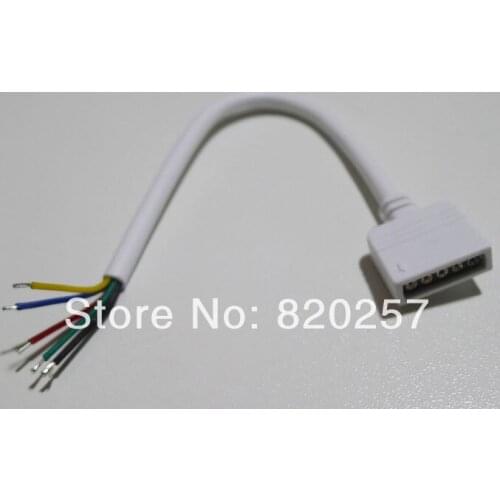 Free shipping 100pcs Lot 5pin female led connector with 100mm white cable for rgbw led strip light no need soldering