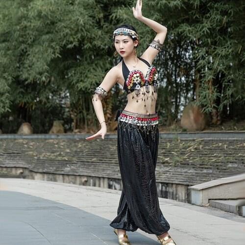 ATS Gypsy Clothes Belly Dance Costumes Tribal Dance Bellydance Bra Belt Pants Vintage Coins Tassel Bra Adjustment Performance