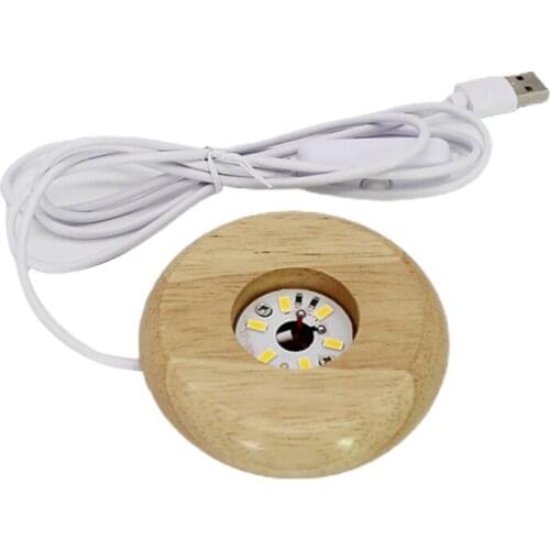Epoxy Night Light DIY Material Solid Wooden Luminous Base Cold and Warm USB Rectangular Lamps Holder Accessories
