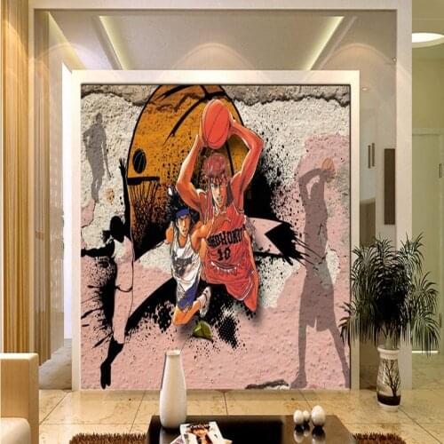 Dropship 3D Custom Photo Wallpaper Basketball Anime Characters Mural Corridor Restaurant Wallpaper Worn Wall Decorative Painting