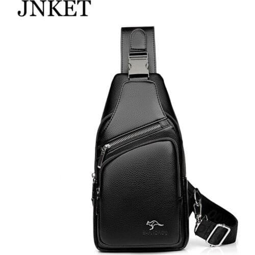JNKET New Mens Casual Chest Bag Cycling Shoulder Bag PU Leather Backpack Crossbody Bags