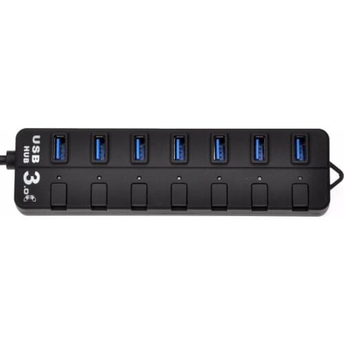 Kebidumei Free shipping High Speed 5 Gbps 7 PORT USB 3.0 HUB with LED Indicator Button Usb hub For PC Computer Laptop