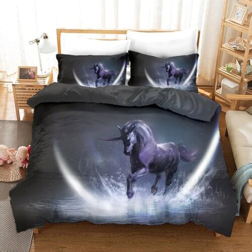 3D Animal Black Running Horse Bedding Set Duvet Cover Bedding Set Luxury Queen King Size Comforter Set Bed Set Home 3D Quilt
