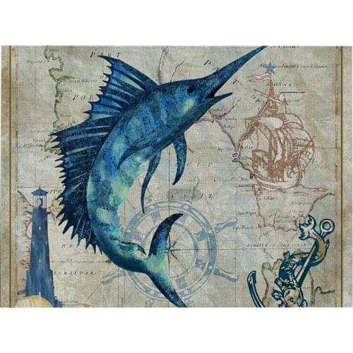 Sea Animal Plate Mat Turtle Octopus Shark Table Mat Creative Table Napkin For Wedding Kitchen Decor Placemat Dining Accessories