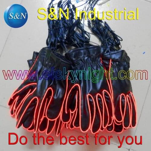Red el wire glove PU+2AA el inverter+ free shipping(ten color for option,tell me)