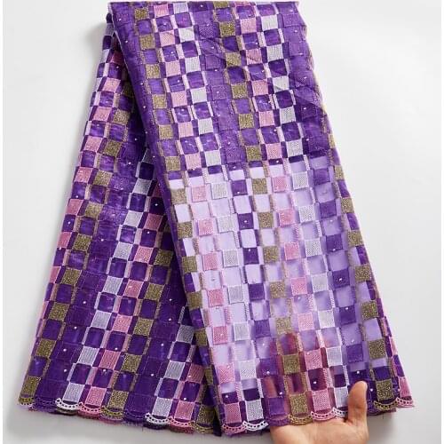 African Lace Fabric 2021 New Purple Swiss Austria Cotton Voile Embroidery Sweing Fabrics 5 Yards Wedding Dresses For Women A2538