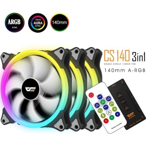 CS140 Radiator 140mm Fan PC Case Fan PC Cooling RGB Fan AURA SYNC Header IR Remote Quiet Computer Case CPU Cooler Fan