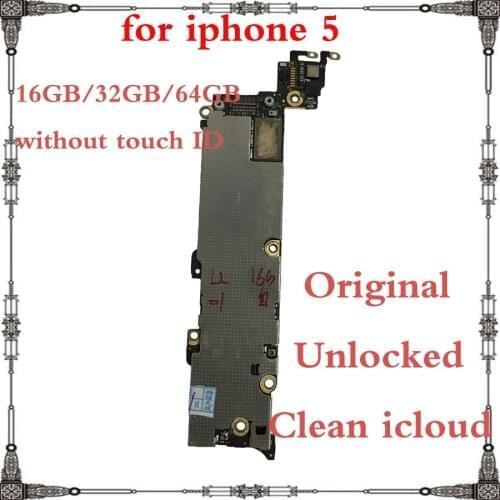 Mainboard for iphone 5 without Touch ID Free shipping 16GB 32GB 64GB Full chips 100% Original unlocked for iphone 5 Motherboard