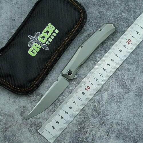 Green Thorn Mini Persian D2 Steel Titanium Alloy Handle Folding Knife Outdoor Camping Survival Kitchen Knife EDC Utility Knife